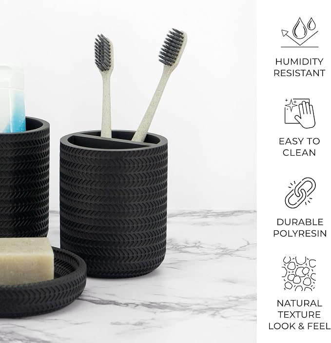 ZCCZ Black Bathroom Accessories Set 4 Pcs - Image 4