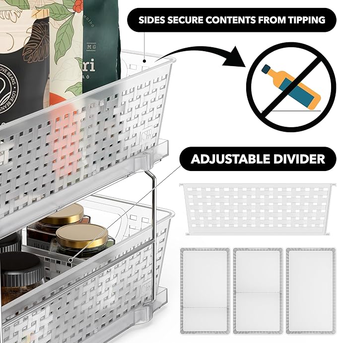 Simple Houseware 2 Tier Bathroom Organizer Tray Pull-Out Sliding - Image 4