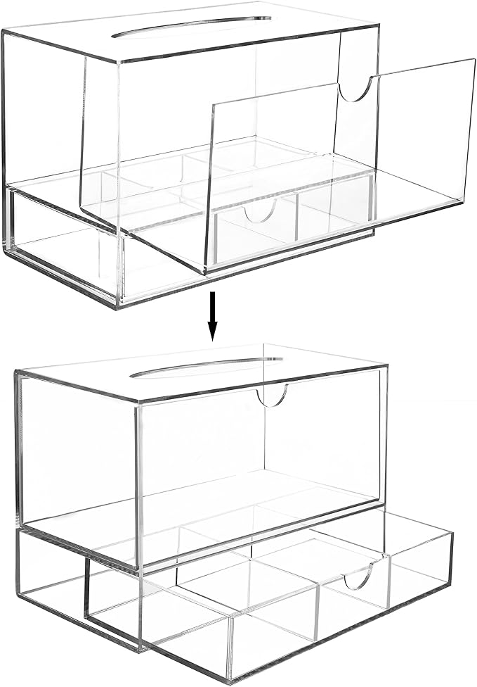 MyGift Modern Clear Acrylic Facial Tissue Dispenser Holder - Image 5