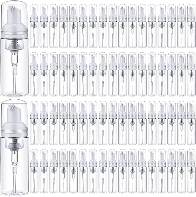 70 Pcs 2 oz Plastic Foam Soap Dispensers Refillable Lash Shampoo Bottles by Boao