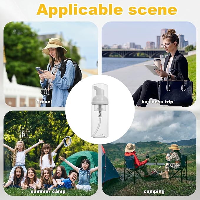 2oz Travel-Sized Foaming Pump Bottles, Refillable Travel Size Mousse Bottle - Image 7