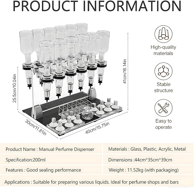 Liquid Filling Machine Transfer Tools, 12 Pump Heads, Testing Cups, 200ml Glass - Image 2