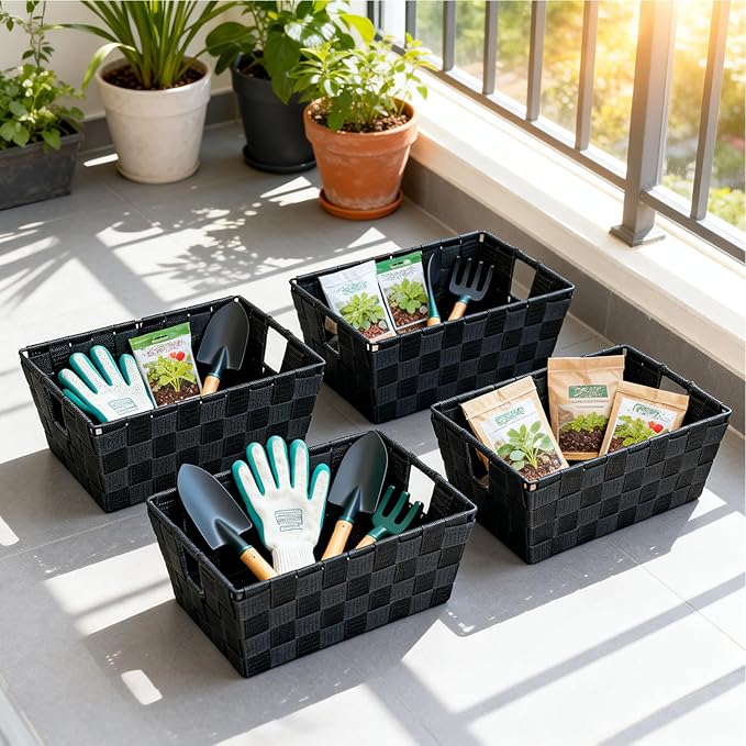 homyfort Black Storage Baskets for Shelves, Woven Shelf Baskets for Organizing - Image 5