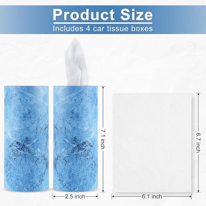 SINGARO Car Tissue Holder, 4 Pack Car Cup Holder Facial Tissues - Image 2