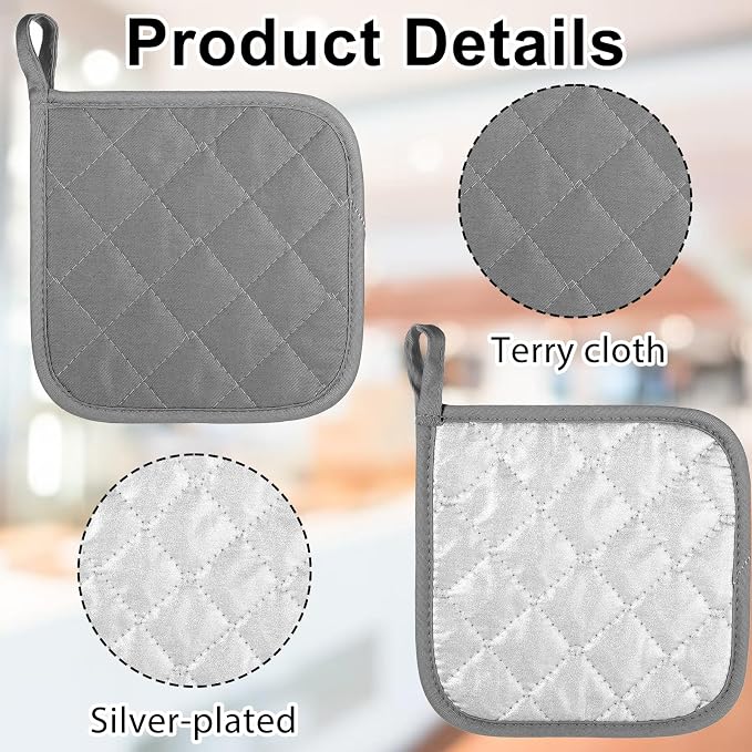 2 Pcs Cotton Pot Holders, 18 cm / 7-Inch Square Potholders - Image 3