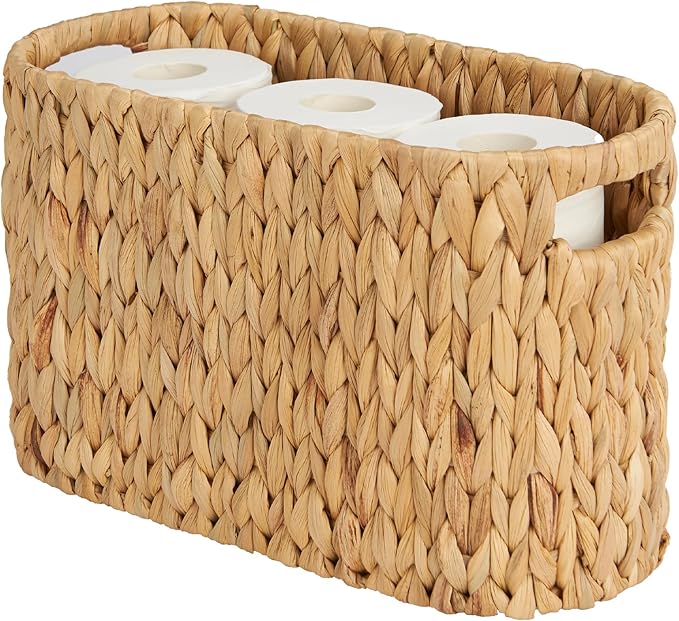 ELONG HOME Toilet Paper Storage Basket, Water Hyacinth Wicker Storage Holder by ELONGHOME
