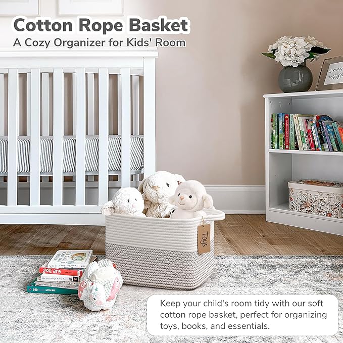 Goodpick Woven Storage Basket, Cotton Rope Baby Laundry Basket - Image 2