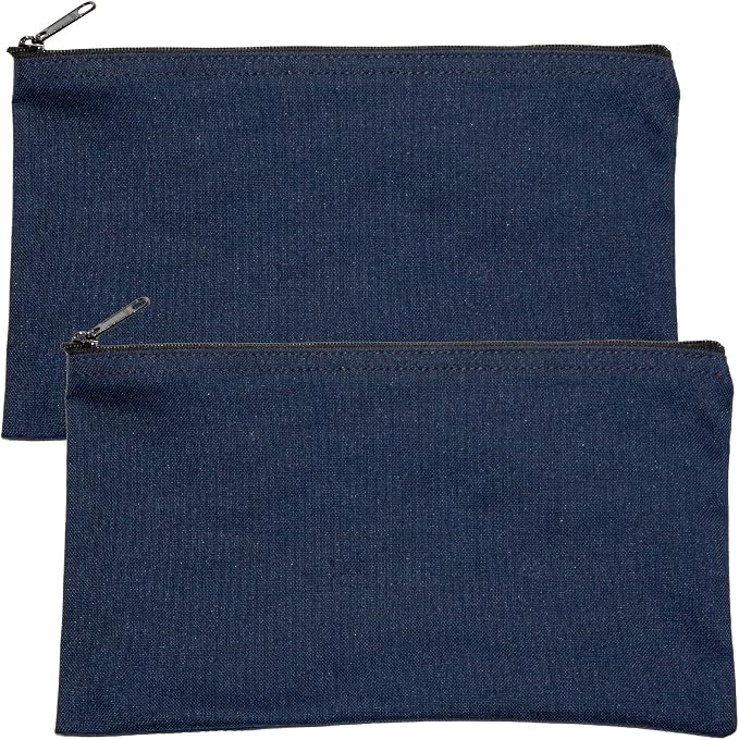 Multipack of 2 Compact Zipper Cloth Pouches, Zipper Bag, Travel Toiletry by CardinalBagSupplies