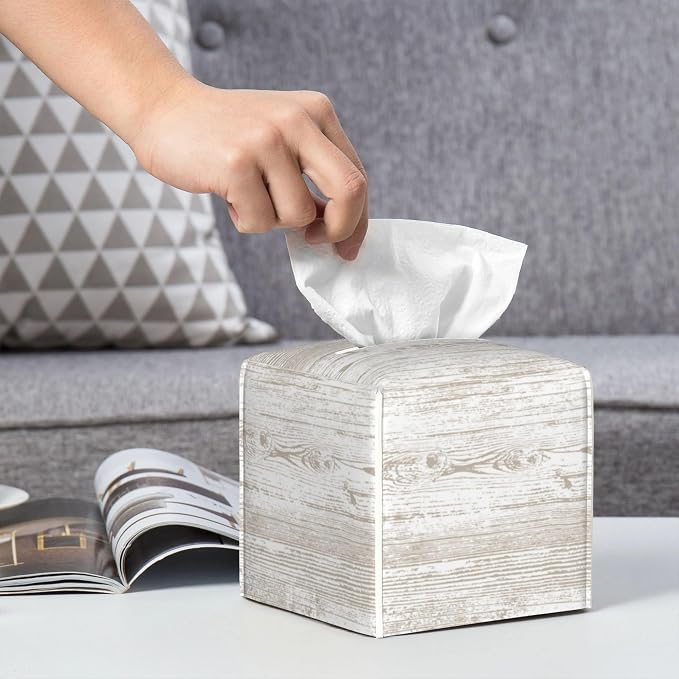 Bless You Tissue Box Cover Square, Wooden Board Texture Tissue Box Holder - Image 6