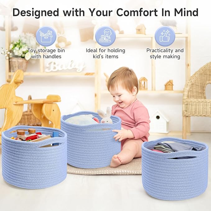 Small Rope Baskets for Storage, Baskets for Gifts Empty, Cute Round Woven Basket - Image 3