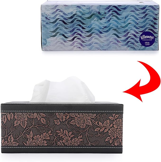 Sumnacon Tissue Box Cover Rectangule Leather Tissue Box - Image 7