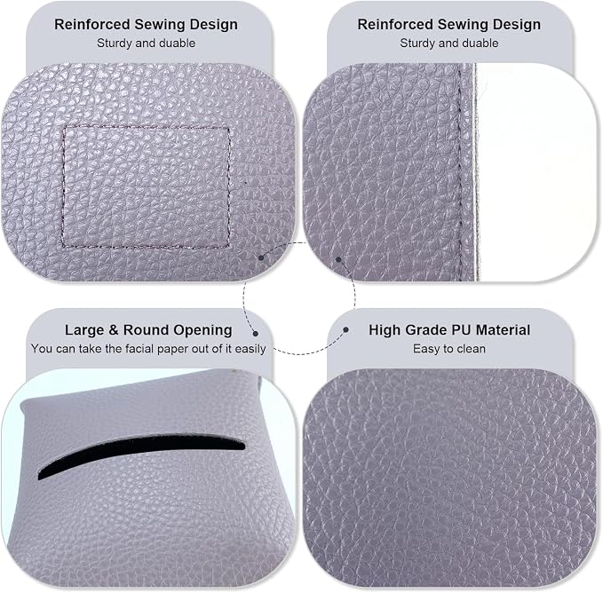 Tissue Box Cover 5X5X5'' PU Leather Tissue Holder Square Tissue Cube Box - Image 3