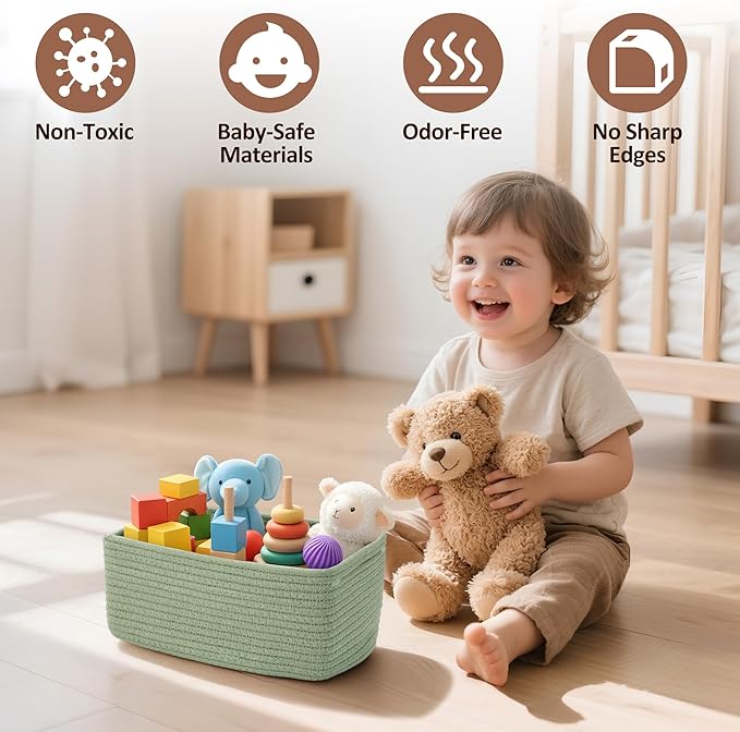 5-Pack Small Woven Rope Storage Baskets – 2 Sizes Organizer Bins - Image 4