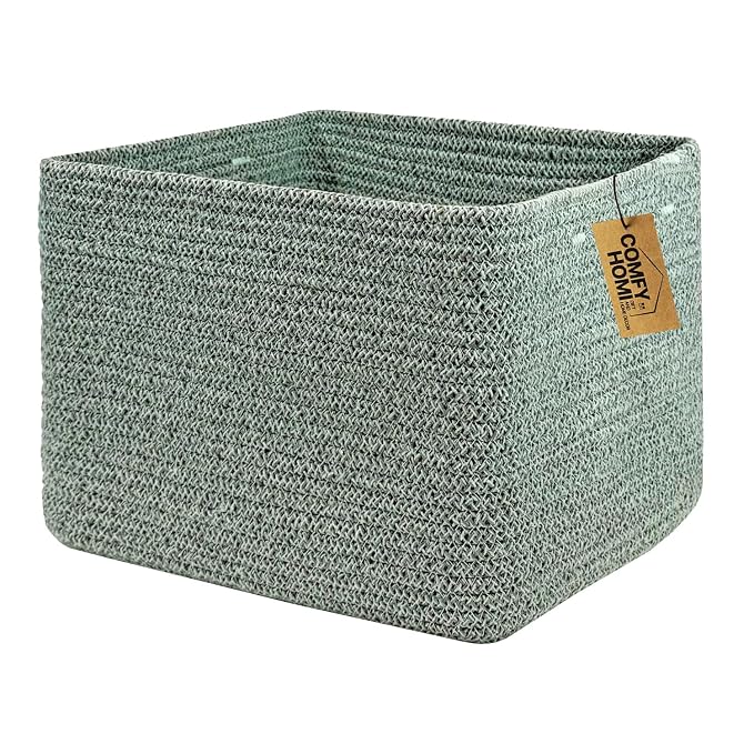 COMFY-HOMI Square Woven Cotton Rope Basket by COMFY-HOMI