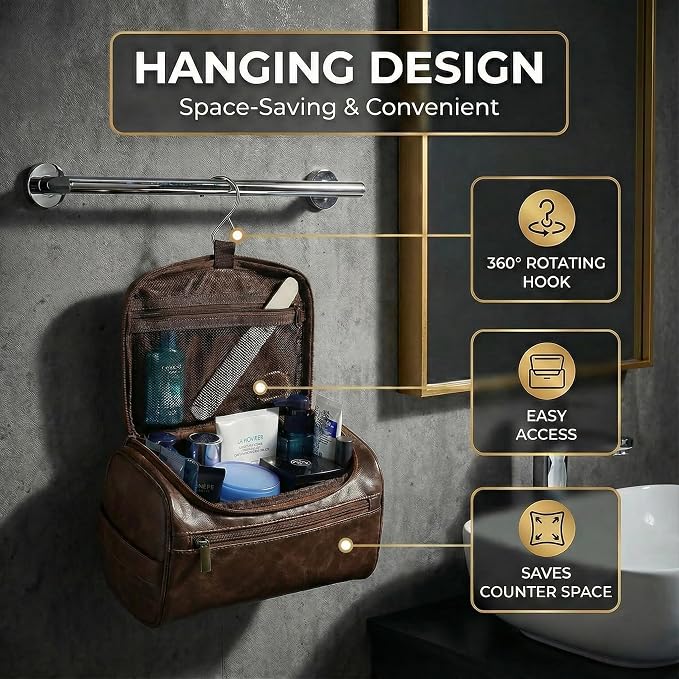 Men’s Hanging Toiletry Bag, Large Capacity Travel Dopp Kit Organizer - Image 4