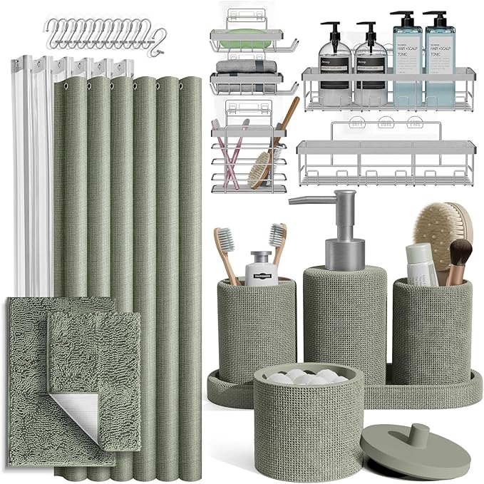 Clara Clark Sage Green Bathroom Set by ClaraClark