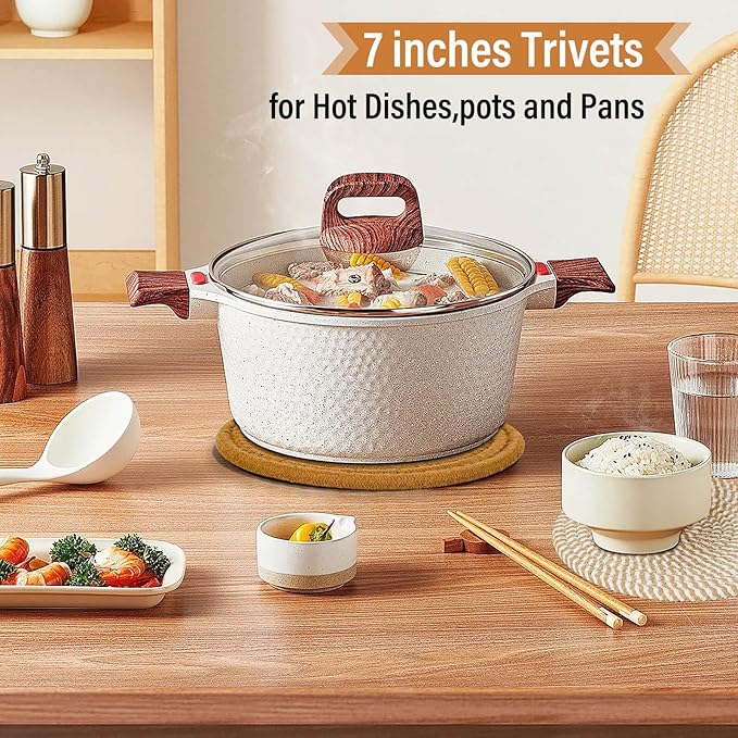 Trivet Mats Set for Hot Dishes, 5 Heat Resistant Pot Holders for Kitchen - Image 7