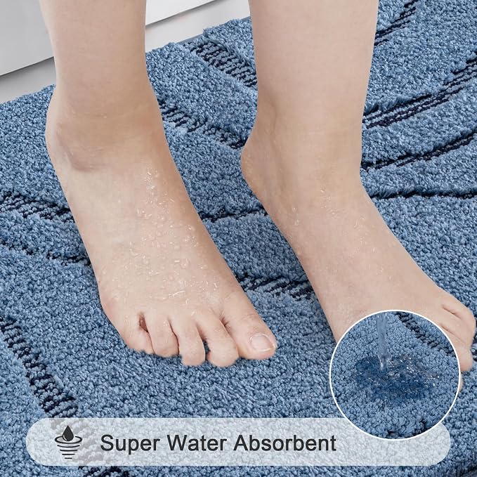 HEBE Bathroom Rugs Sets 5 Piece, Soft Absorbent Microfiber Bath Mat - Image 5