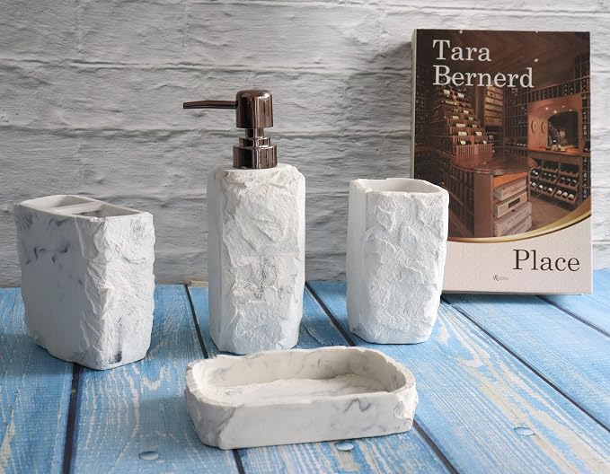 Hymmah Marble Bathroom Accessories Set, Marble Design Toothbrush Holder - Image 5