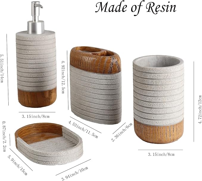 Hymmah Bathroom Accessories Set, Toothbrush Holder, Farmhouse Bathroom Decor - Image 2