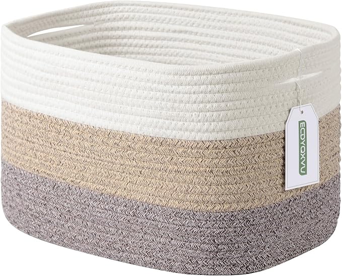 Cotton Rope Storage Basket, Woven Basket by ECDYQXVU