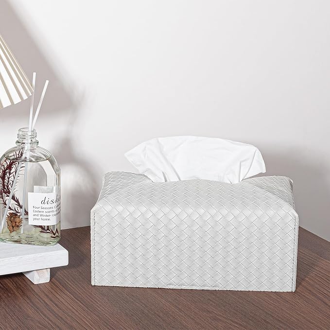 Tissue Box Cover PU Leather Tissue Holder Square Facial Tissue Case Facial - Image 2