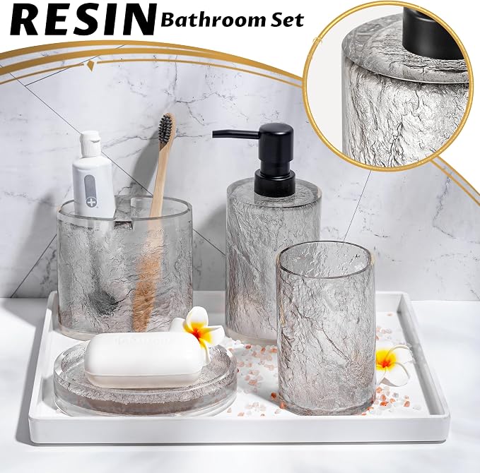 Modern Luxe Bathroom Accessories Set 4 Pcs Resin Bathroom Accessory Set Soap - Image 4
