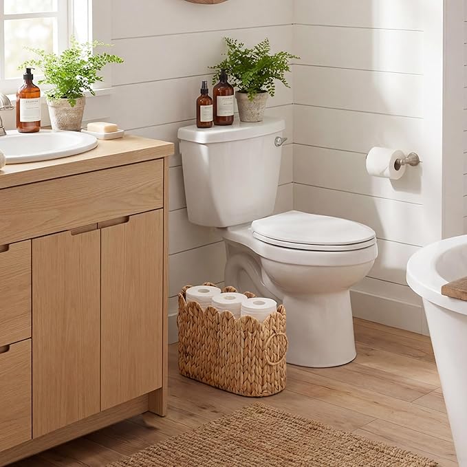 StorageWorks Scalloped Bathroom Toilet Paper Storage Holder, Wicker Toilet - Image 5