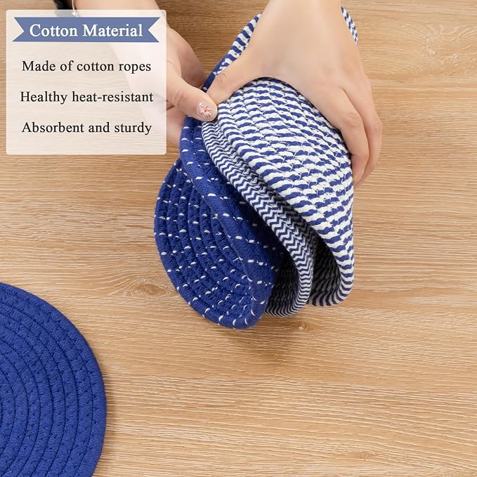 SHACOS 10 Inches Trivets for Hot Dishes, 4 Pieces Cotton Trivets Mats for - Image 3