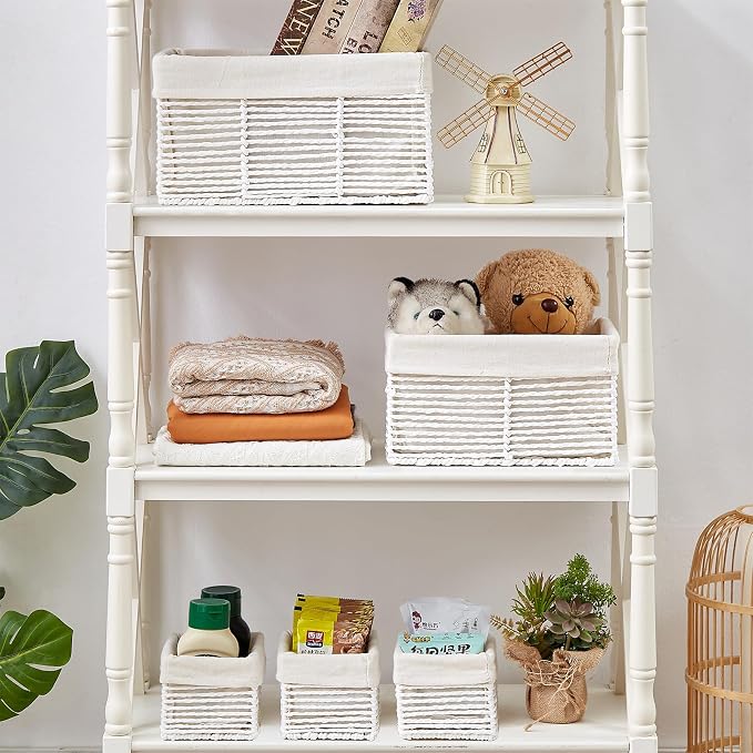 Vagusicc Wicker Storage Basket, Hand-Woven Paper Rope Woven Baskets, - Image 3