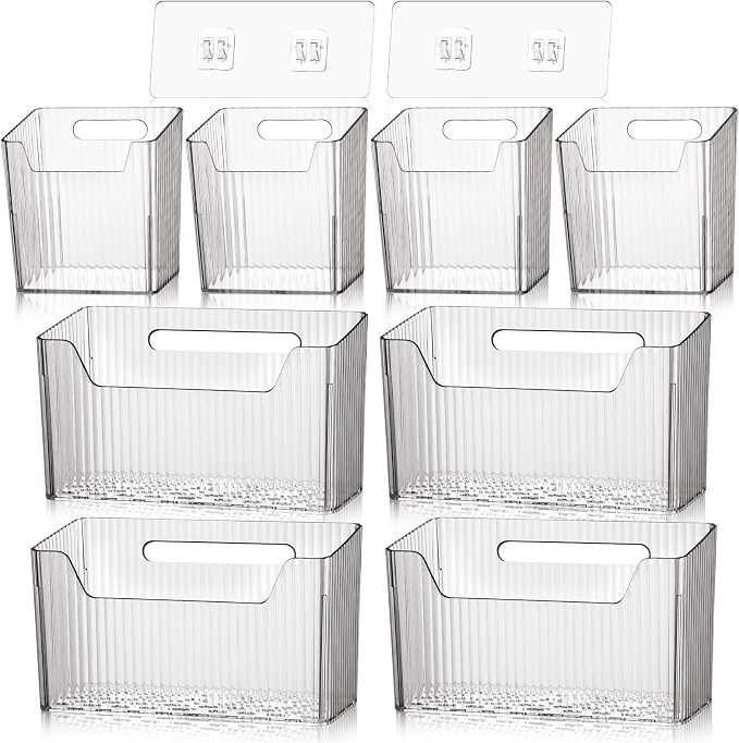 8 Pcs Storage Organizer Bins Wall Mounted Organizer Basket Plastic Cabinet Door by SiliFine