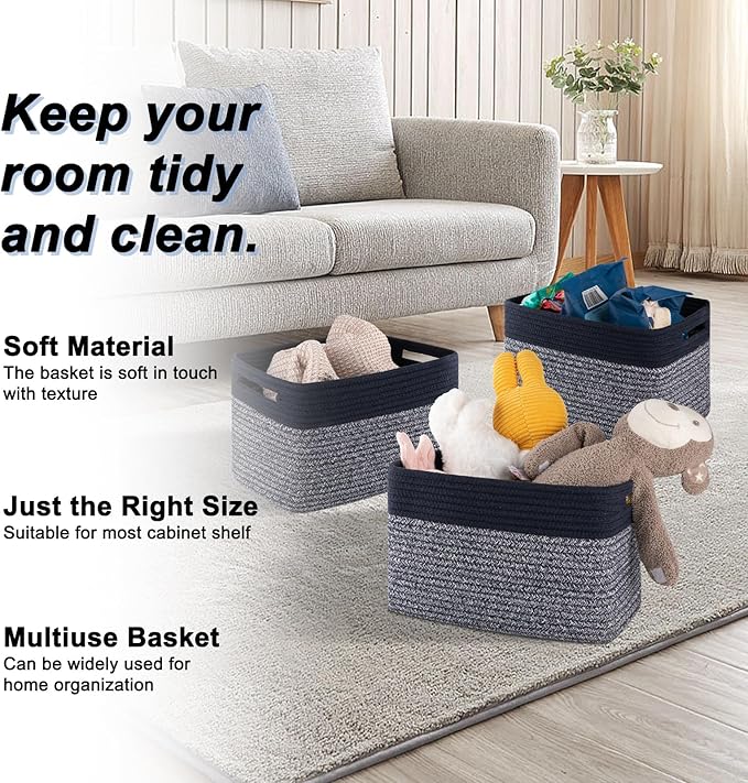 4 Pack Storage Baskets for Organizing, Woven Baskets for Shelves - Image 3