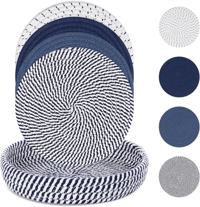 SHACOS 8 Inches Trivets for Hot Dishes, 4 Pieces Cotton Trivets Mats for Kitchen by SHACOS
