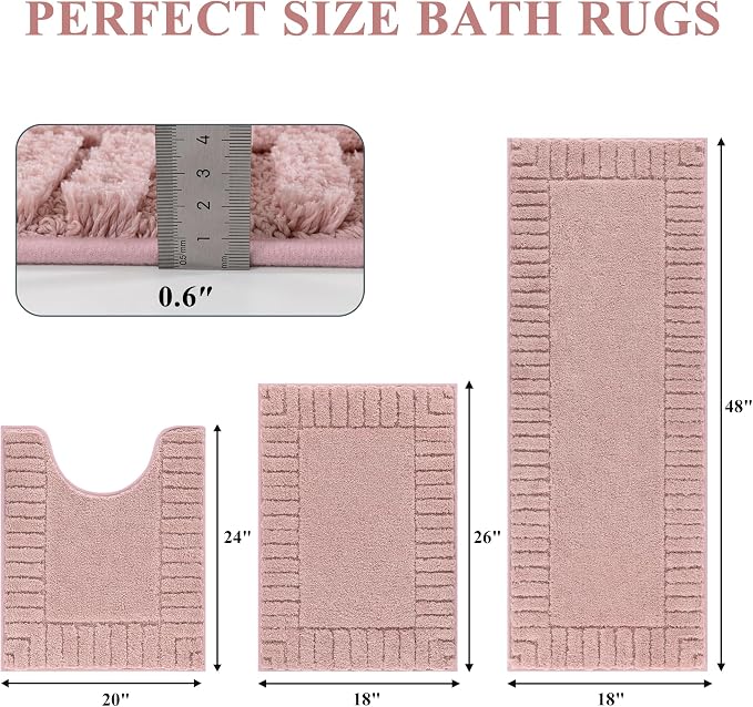 Pauwer Bathroom Rugs Sets 3 Piece Bathroom Shower Rugs - Image 2