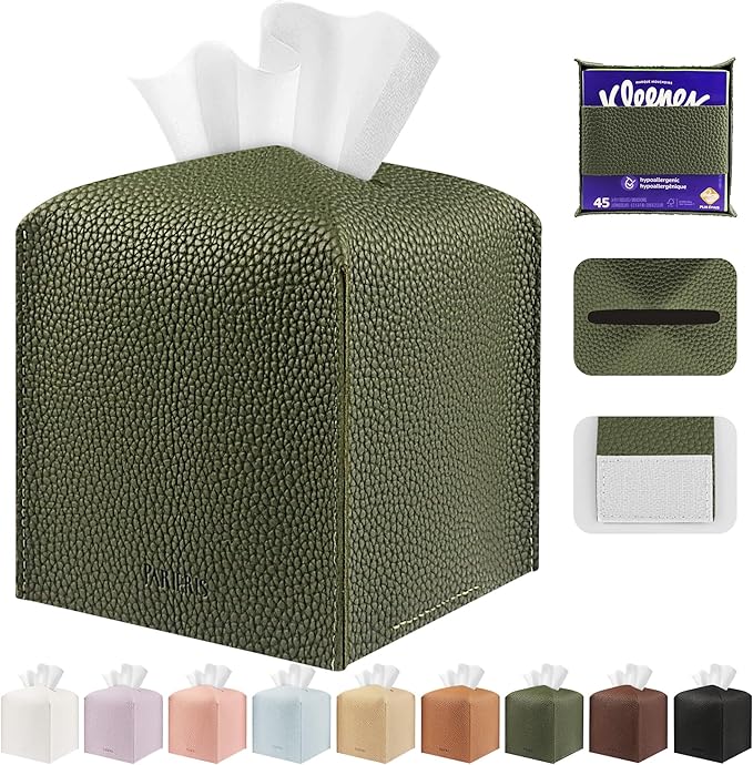 Tissue Box Cover Holder Square Tissue Cube Cover PU Leather Tissue Organizer by DecorateYourHome