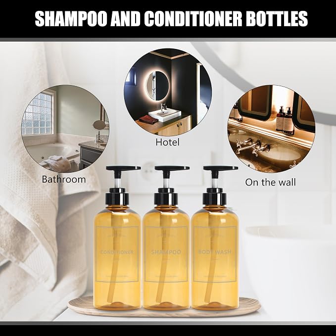 Soap Shower Dispenser, YACEYACE 3Pcs 16.9oz Soap Dispenser Bottles Set - Image 7