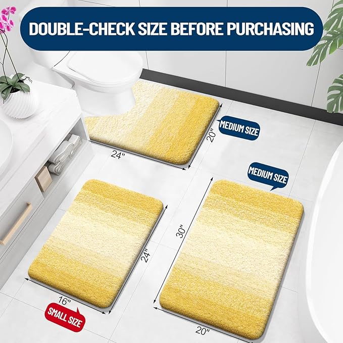 OLANLY Bathroom Rugs Sets 3 Piece, Soft Absorbent Microfiber Bath Mats and - Image 2