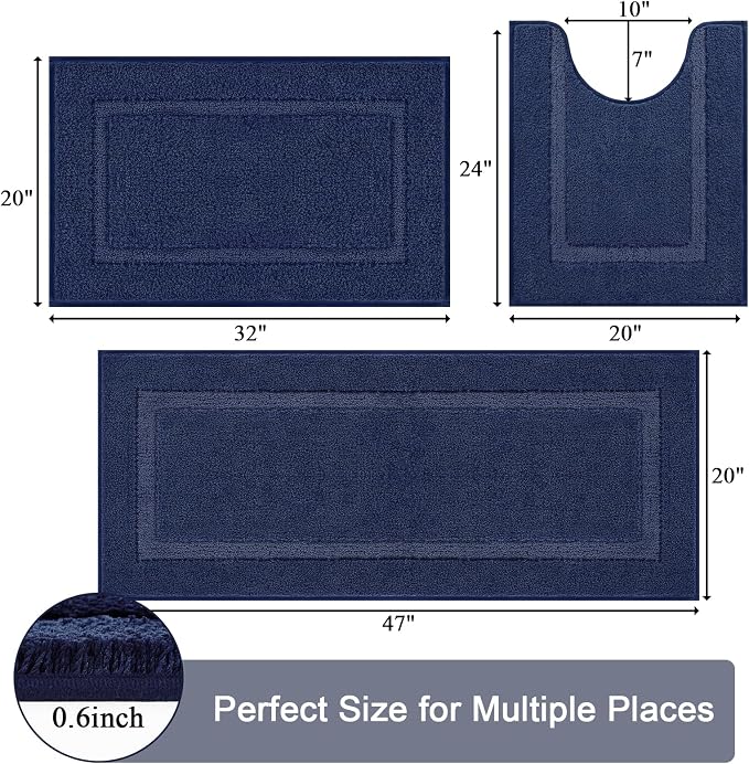 SHACOS Soft Fluffy Bathroom Rugs Set of 3 - Image 3
