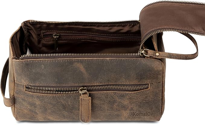KomalC Premium Buffalo Leather Toiletry Bag - Image 8