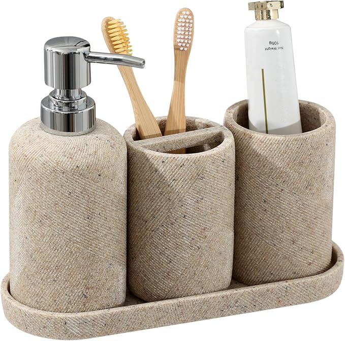 Bathroom Accessories Set, Bathroom Organizer Countertop, Soap Dispenser and by Haocoott
