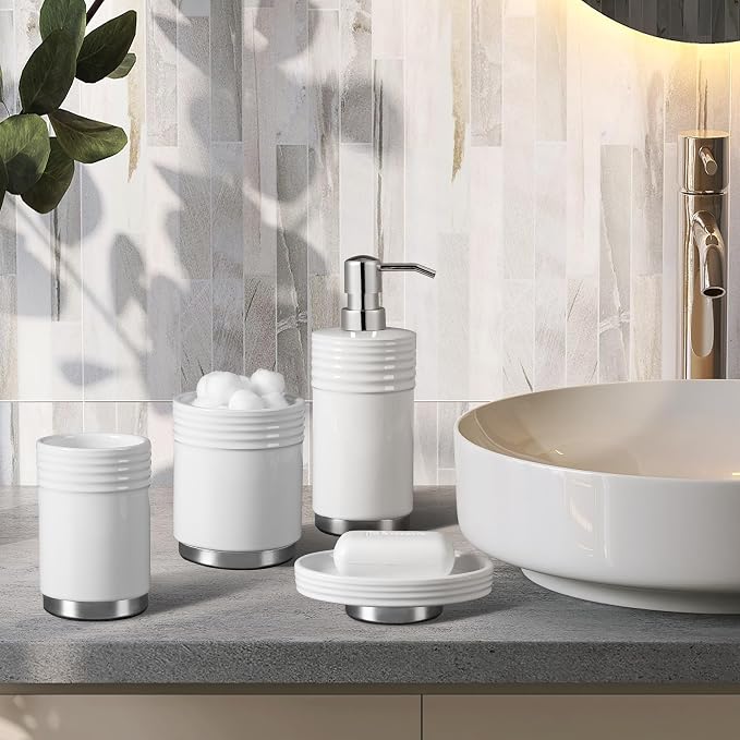 Bathroom Accessories Set 4 Pieces Ceramic Bathroom Accessory - Image 6
