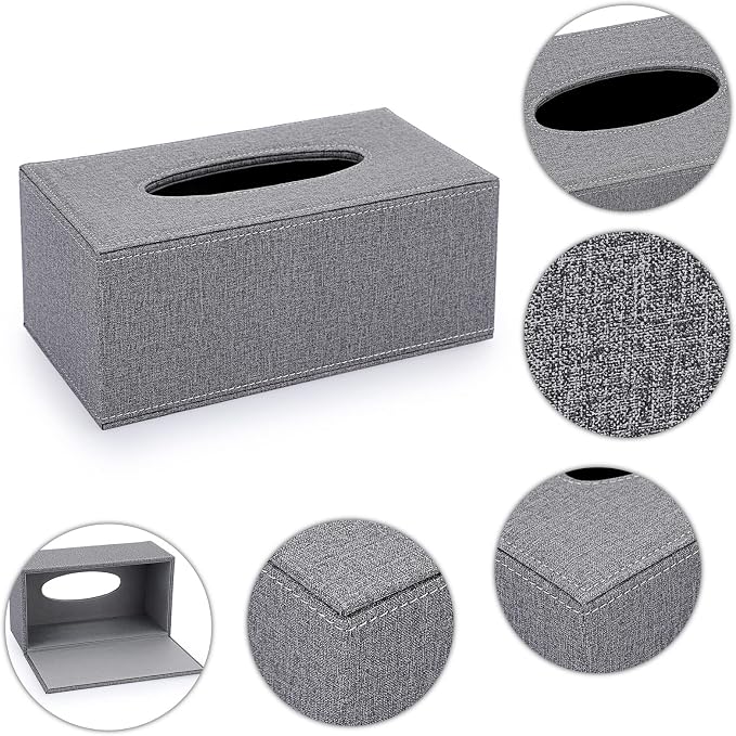 Sumnacon Tissue Box Cover Rectangle Linen Tissue Box, Stylish Tissue Box Holder - Image 4