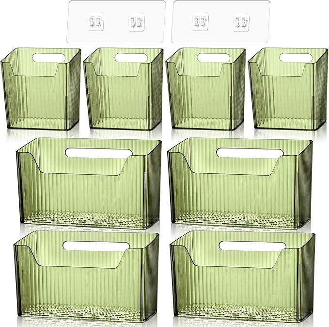 8 Pcs Storage Organizer Bins Wall Mounted Organizer Basket Plastic Cabinet Door by SiliFine