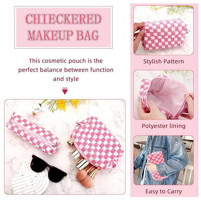 ZLFSRQ 2Pcs Checkered Pencil Case Cute Pencil Pouch - Image 6