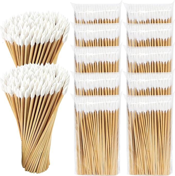 500/1000 Count 6'' Long Round/Pointed Cotton Swabs Durable Stem, Lint- Free Gun by GUNTECHKIT