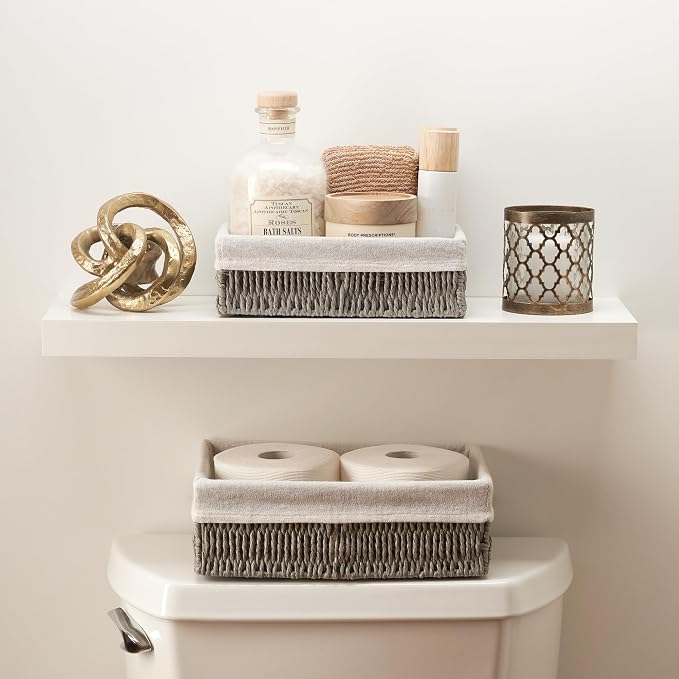 Beautiful Toilet Paper Storage Basket Set of 2 – Decorative Wicker Bathroom by KIBAGA
