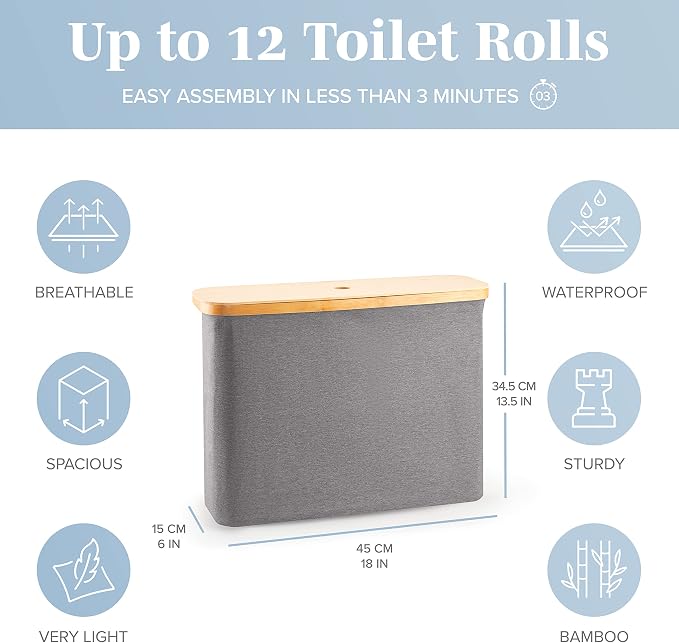 LONBET Toilet Paper Storage for 12 Rolls, Stackable & Foldable - Image 3