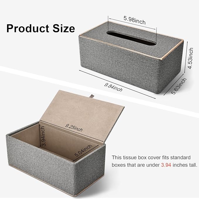 Tissue Box Cover Rectangular, PU Leather Tissue Box Holder - Image 2