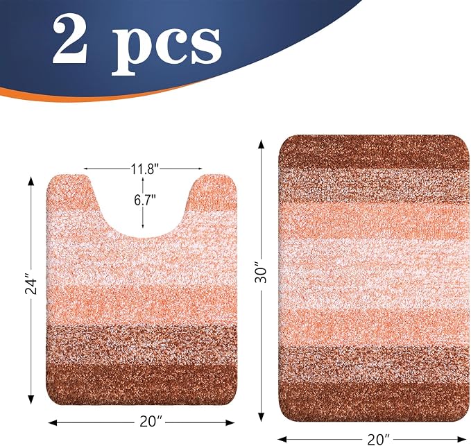OLANLY Bathroom Rug Set 2 Piece, Soft Absorbent Microfiber Bath Mats and - Image 2