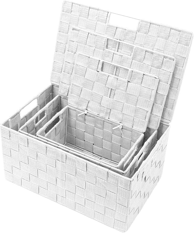 Sorbus Set of 3 Hand-Woven Storage Baskets - Image 3